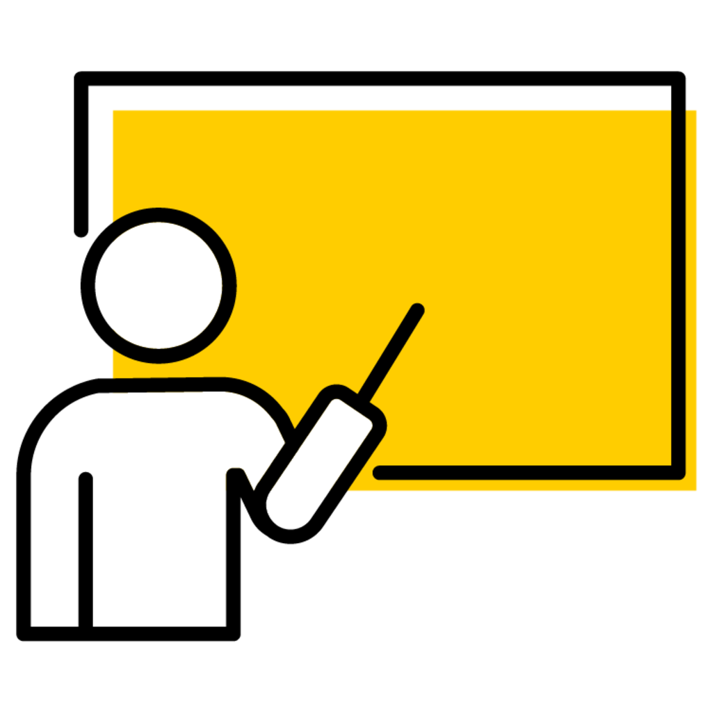 icon of figure standing in front of board